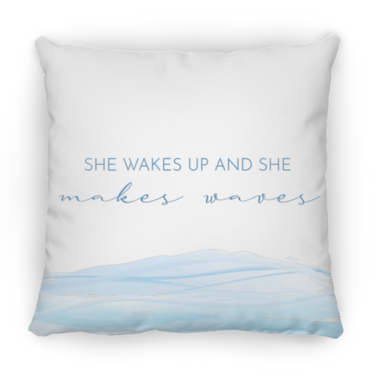 She Makes Waves Small Square Pillow
