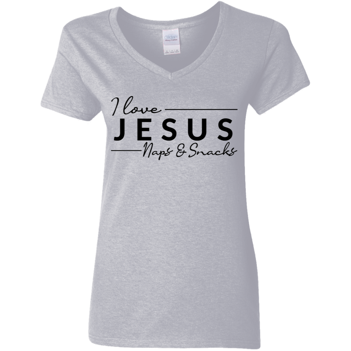 I Love Jesus Naps & Snacks Women's V-Neck