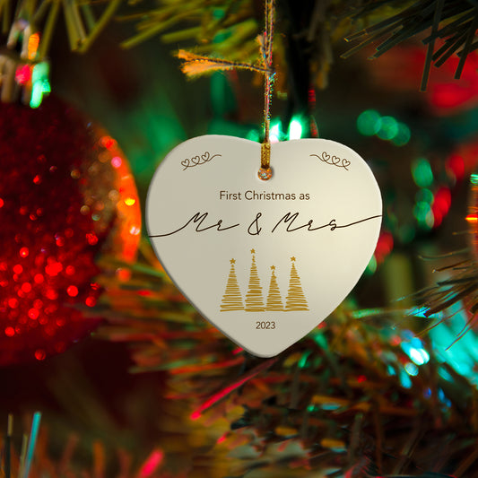 First Christmas  Mr. & Mrs. Gold Trees Ornament