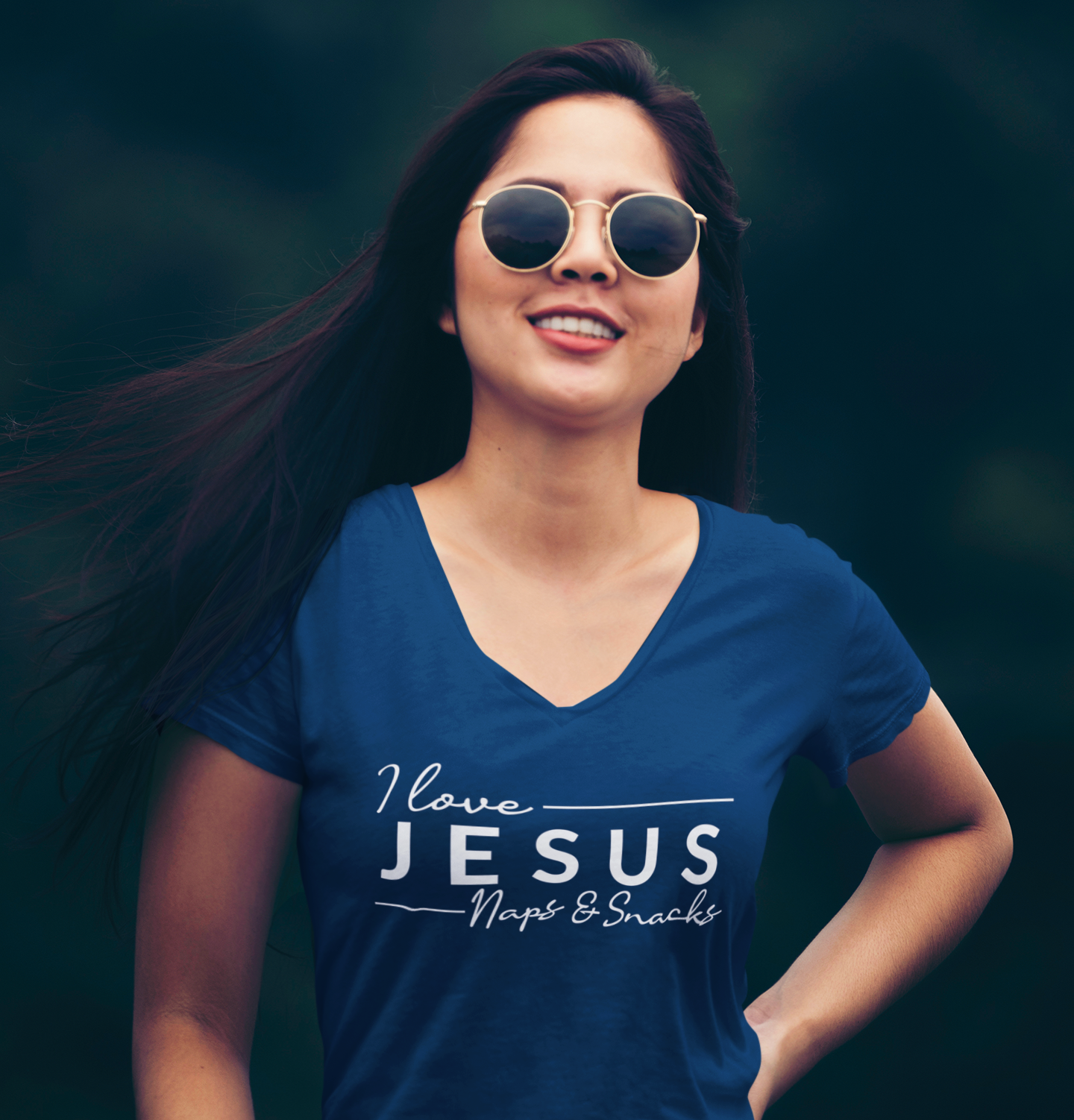 I Love Jesus Naps & Snacks Women's V-Neck