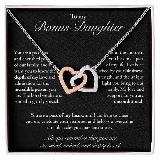 To My Bonus Daughter Interlocking Hearts Necklace