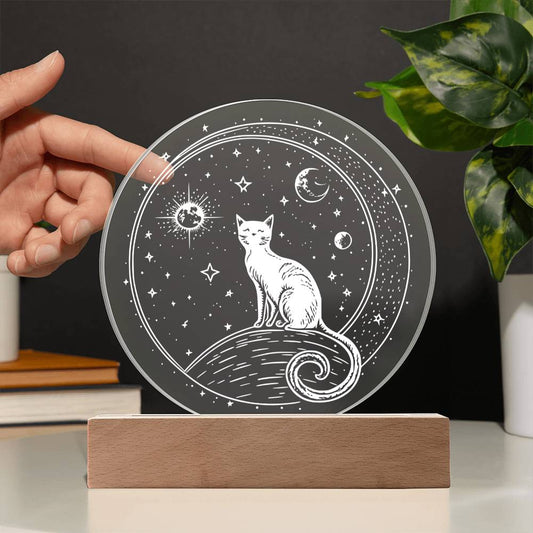 Cat & Moon Acrylic Light