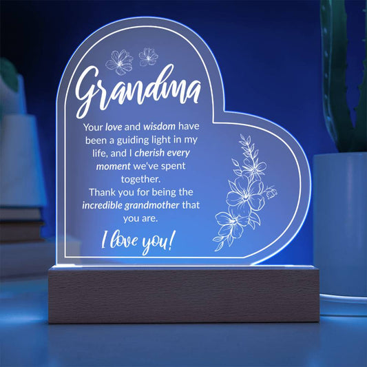 Acrylic Heart Light for Grandma