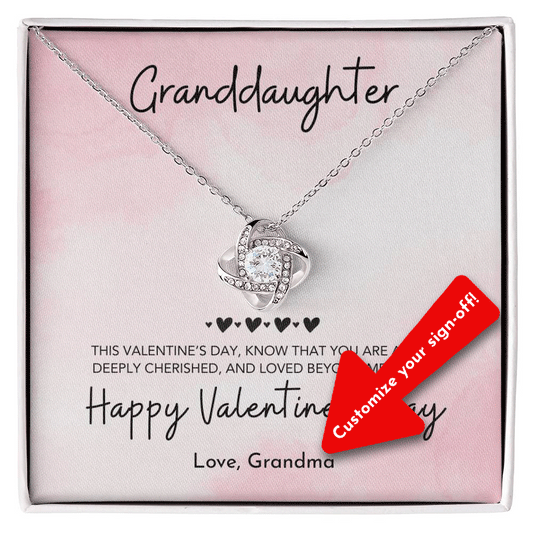 Granddaughter Customizable Love Knot Necklace Valentine's Day